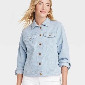 Universal Thread Women’s Light Blue Stripe Snap Front Jacket